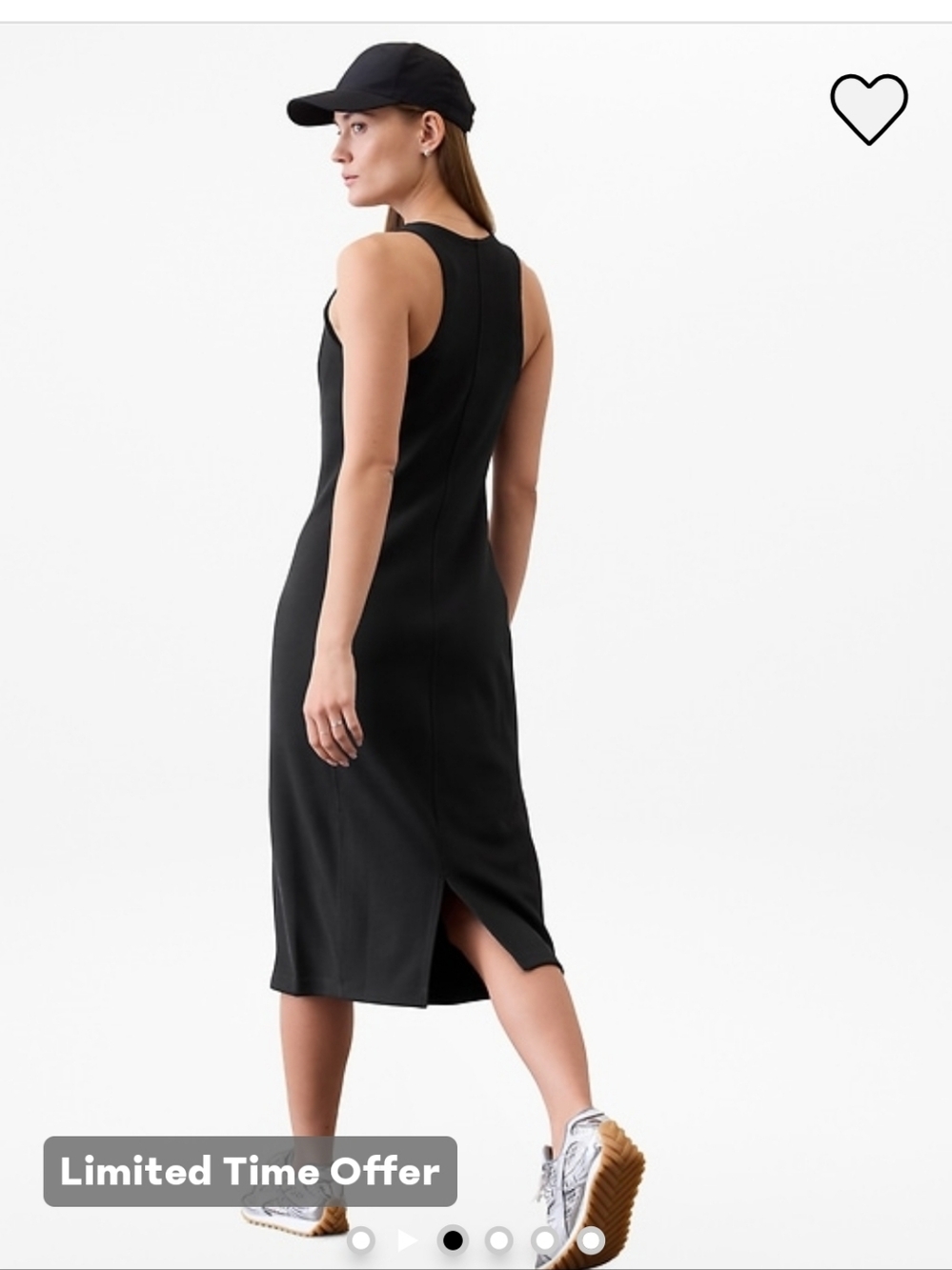 Athleta Black Sleeveless Midi Dress with Back Slit